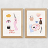Sushi Night Diptych Wide Oak Frame