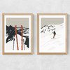 Skiing Twin Set Medium Oak Frame