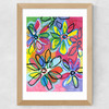Abstract Bright Flowers Wide Oak Frame