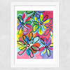 Abstract Bright Flowers Wide White Frame