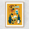 Wine And Cheese Narrow Oak Frame