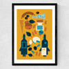 Wine And Cheese Medium Black Frame