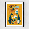 Wine And Cheese Narrow Black Frame