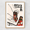 Pizza by Nia Beynon Narrow Oak Frame