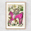 Pink Horse Cowboy Narrow Oak Frame