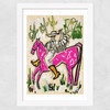 Pink Horse Cowboy Wide White Frame