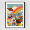 Vintage Mushroom Collage Narrow Black Frame