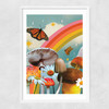 Vintage Mushroom Collage Narrow White Frame
