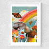 Vintage Mushroom Collage Medium White Frame