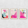 Lune Pink Sky Triptych Narrow Oak Frame