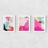 Lune Pink Sky Triptych Narrow White Frame