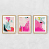 Lune Pink Sky Triptych Medium Oak Frame