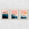 Abstract Landscape Triptych Narrow Oak Frame