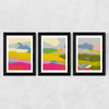 Landschaft Bunt Triptych Wide Black Frame