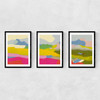 Landschaft Bunt Triptych Narrow Black Frame