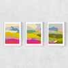 Landschaft Bunt Triptych Narrow White Frame
