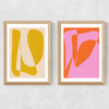 Minimalist Yellow and Pink Medium Oak Frame