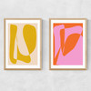 Minimalist Yellow and Pink Narrow Oak Frame