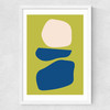Organic Shapes Blue Lime Medium White Frame