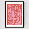 Abstract Shapes 21 in Pink and Red Medium Black Frame