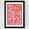 Abstract Shapes 21 in Pink and Red Wide Black Frame