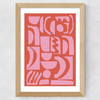 Abstract Shapes 21 in Pink and Red Wide Oak Frame