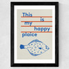 Happy Plaice Wide Black Frame