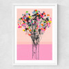 Buttercups Pink Medium White Frame