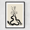 Inky Flowers Narrow Black Frame