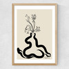 Inky Flowers Medium Oak Frame