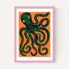 Green Octopus on Orange