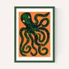 Green Octopus on Orange