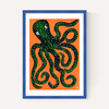 Green Octopus on Orange