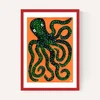 Green Octopus on Orange