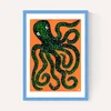 Green Octopus on Orange