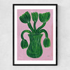 Green Flower Pot Narrow Black Frame