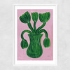Green Flower Pot Narrow White Frame