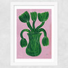 Green Flower Pot Wide White Frame