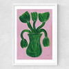 Green Flower Pot Medium White Frame
