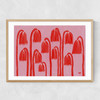 Red Flowers Landscape Narrow Oak Frame