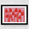 Red Flowers Landscape Wide Black Frame