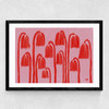 Red Flowers Landscape Medium Black Frame
