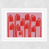 Red Flowers Landscape Wide White Frame