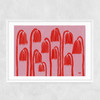 Red Flowers Landscape Narrow White Frame