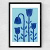 Blue Flowers Medium Black Frame