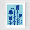 Blue Flowers Medium White Frame