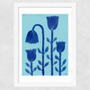 Blue Flowers Wide White Frame
