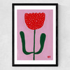 Red Flower Medium Black Frame