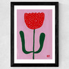 Red Flower Wide Black Frame