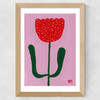 Red Flower Wide Oak Frame